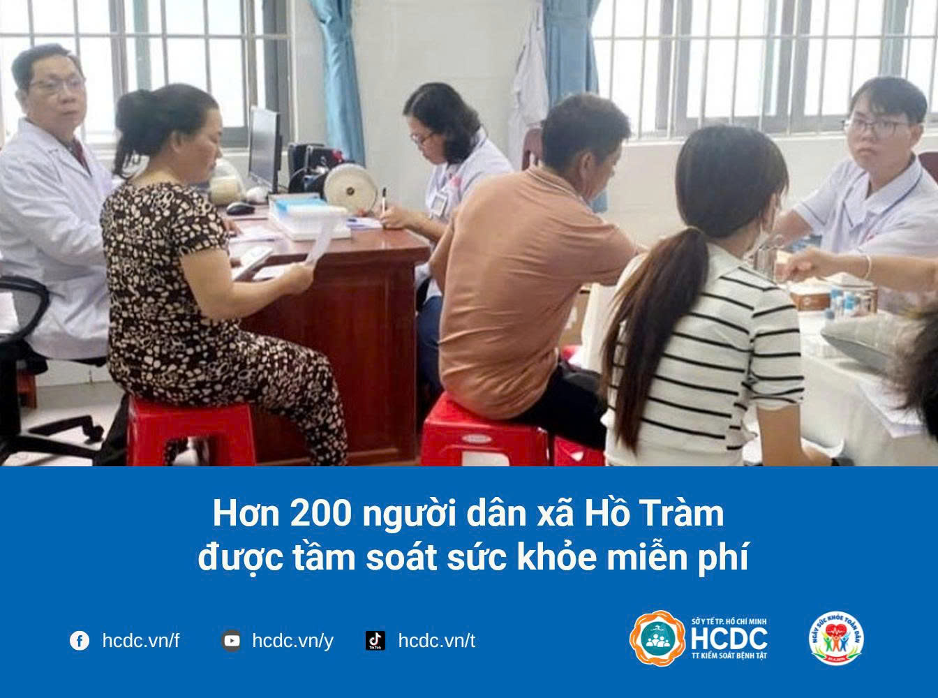 Hơn 200 người dân xã Hồ Tràm được tầm soát sức khỏe miễn phí