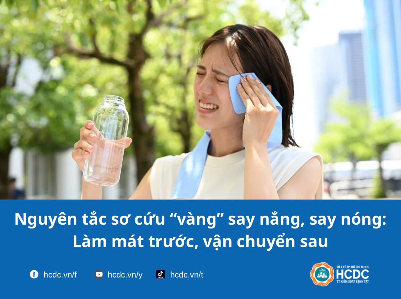 Nguyên tắc sơ cứu “vàng” say nắng, say nóng: Làm mát trước, vận chuyển sau