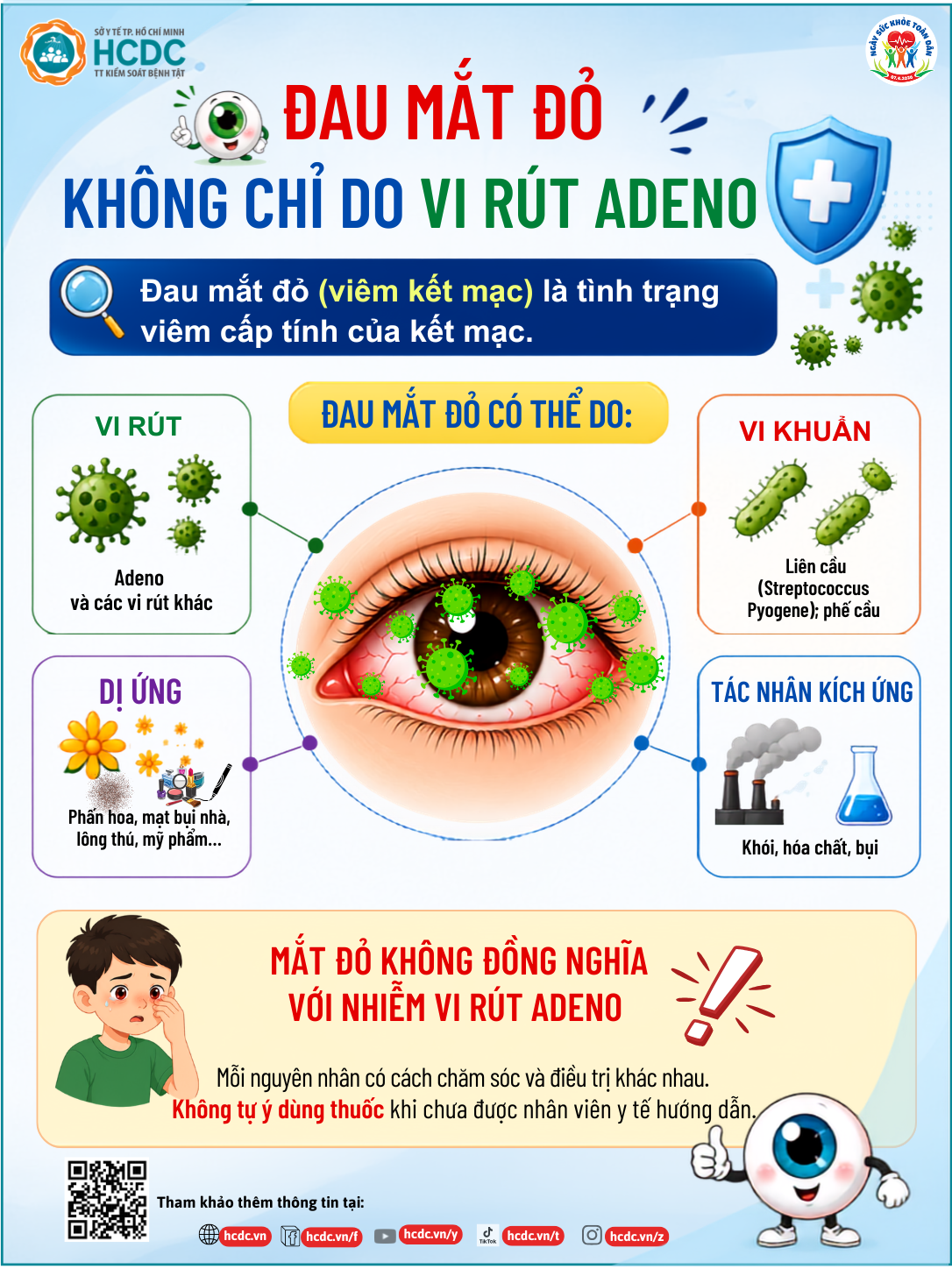 Đau mắt đỏ không chỉ do vi rút Adeno! 