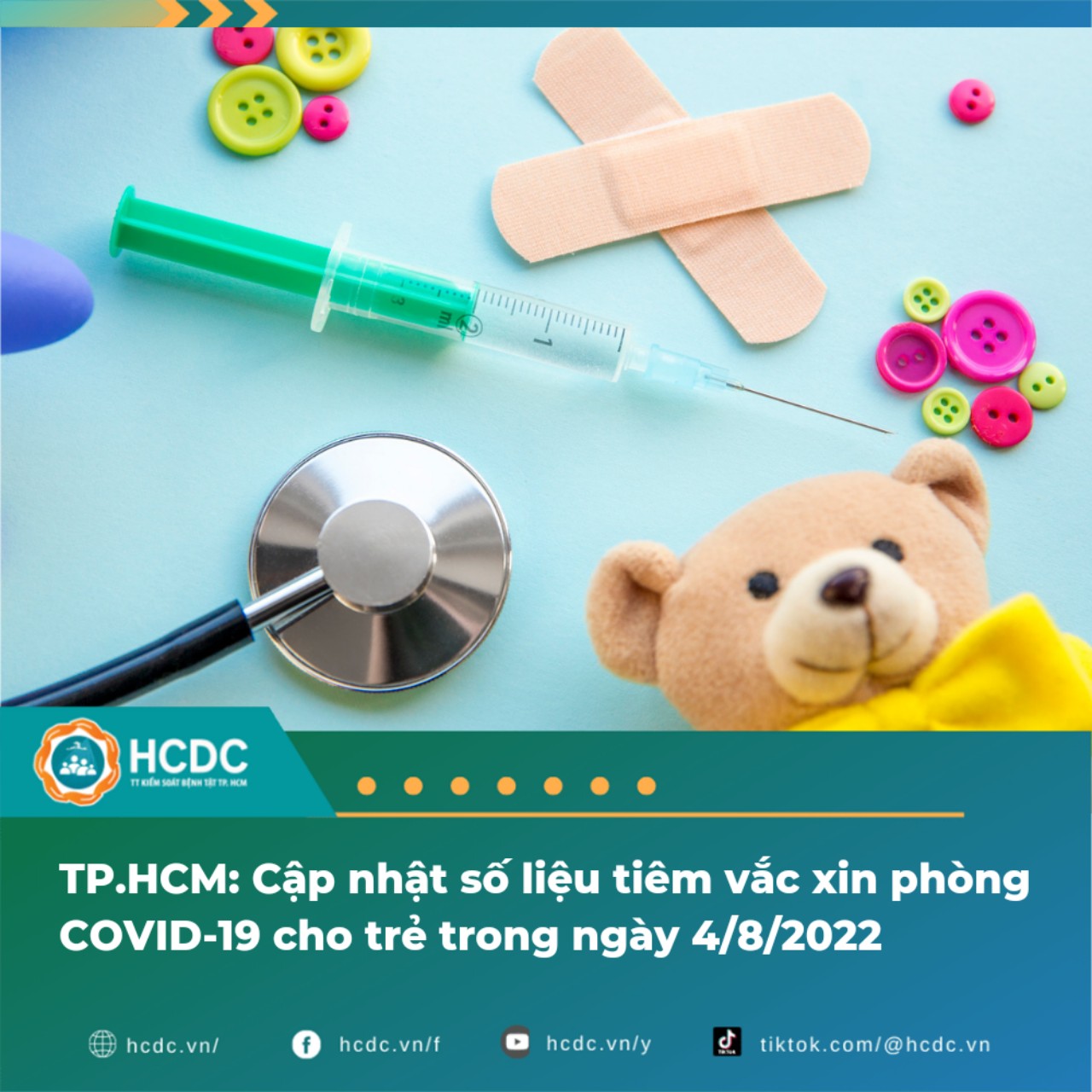 TP.HCM: Cập nhật số liệu tiêm vắc xin phòng COVID-19 cho trẻ trong ngày 4/8/2022
