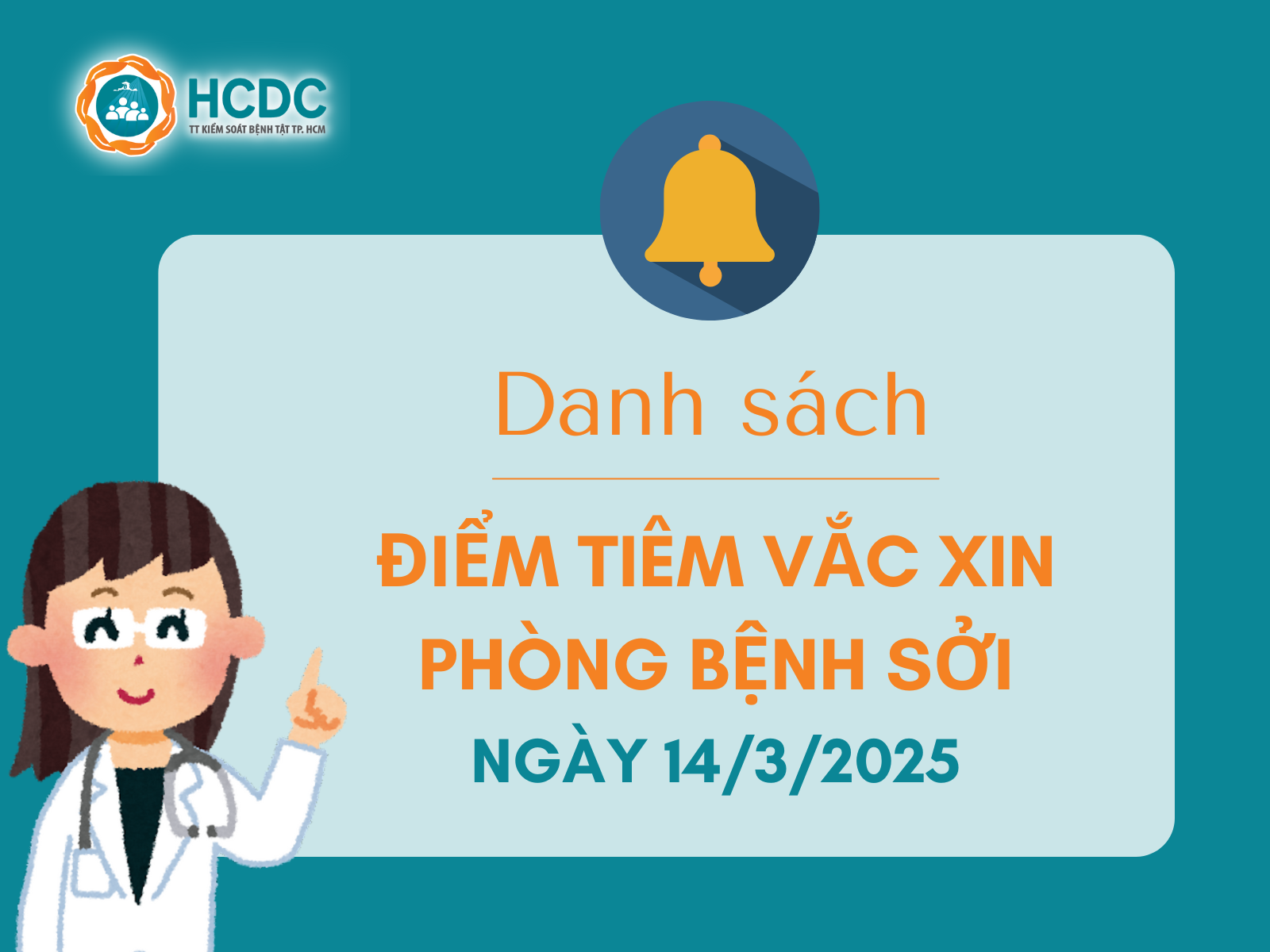 Danh sách điểm tiêm vắc xin phòng bệnh sởi ngày 14/3/2025