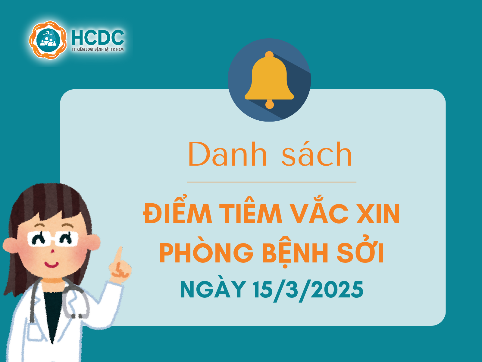 Danh sách điểm tiêm vắc xin phòng bệnh sởi ngày 15/3/2025