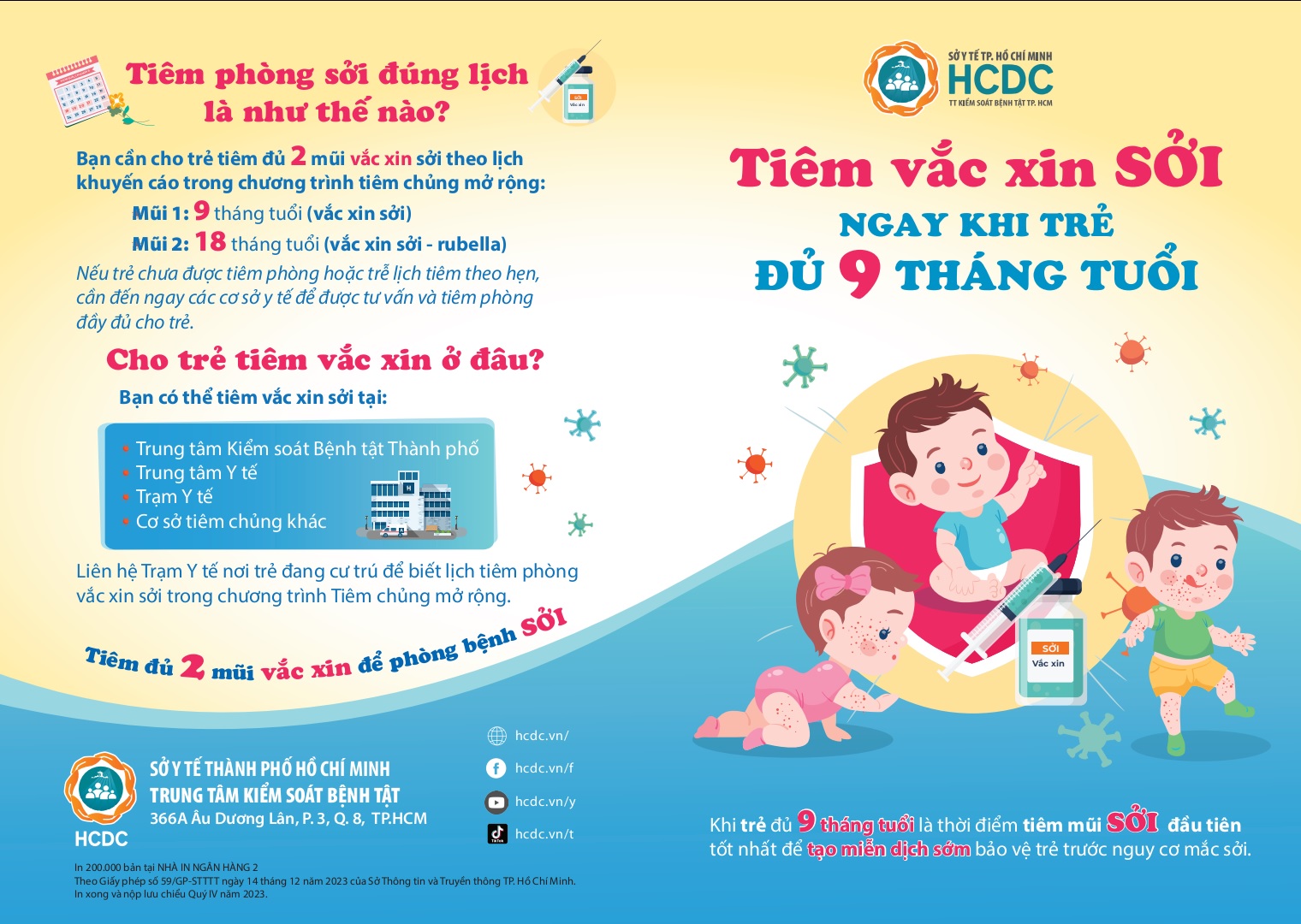 Tiêm vắc xin Sởi ngay khi trẻ đủ 9 tháng tuổi