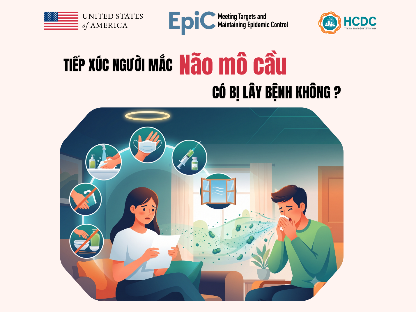 Tiếp xúc người mắc não mô cầu có bị lây bệnh không?
