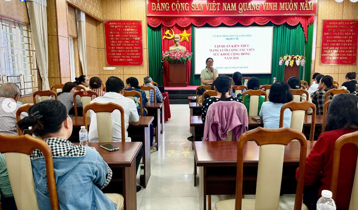 Trạm y tế xã Long Điền: tập huấn nâng cao năng lực cho cộng tác viên sức khoẻ cộng đồng
